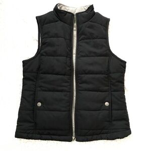 Natural Reflections Quilted Black Sweater Vest S Grey Inside Sleeveless Pockets